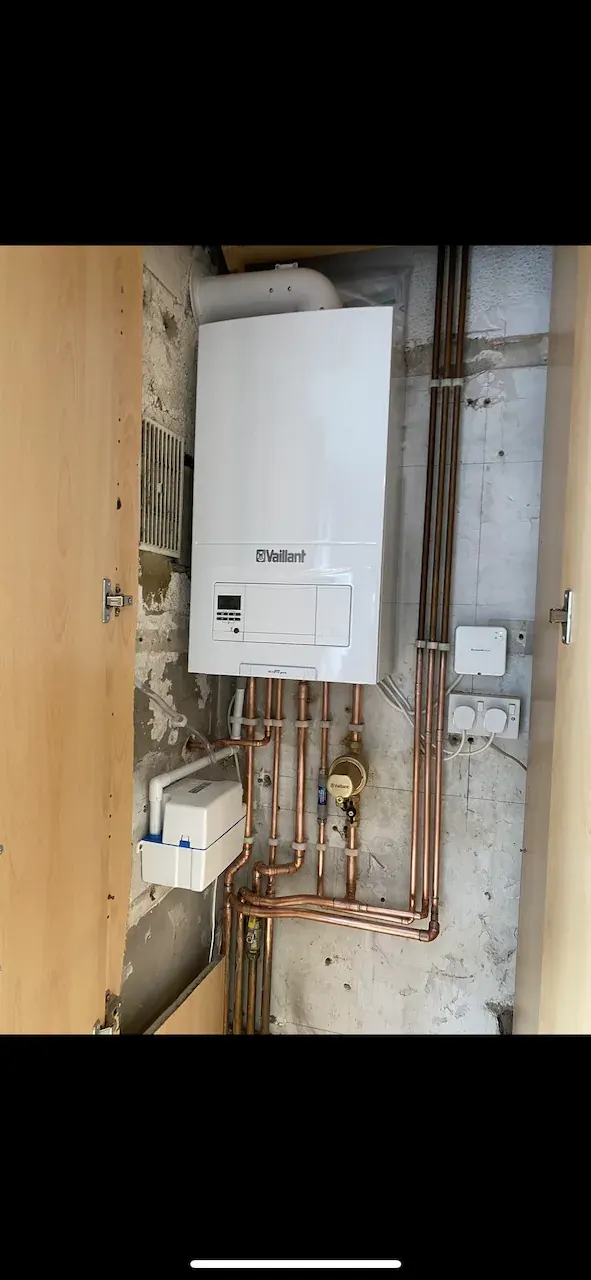 New boiler with condensate pump installed